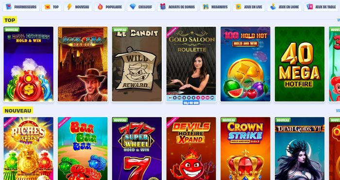 les jeux et fournisseurs